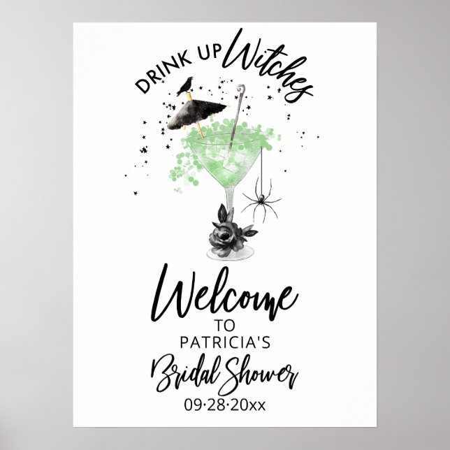 Poster Sinal de boas-vindas para Chá de Noiva das Bruxas, (Frente)