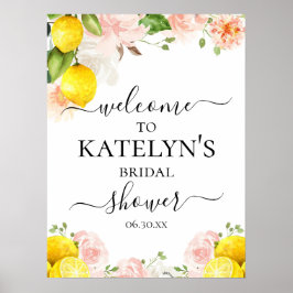 Poster Sinal de Boas-Vindas para Chá de Noiva de Limão