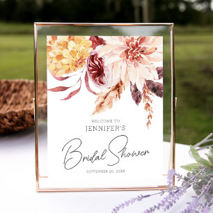 Poster Sinal de Boas-Vindas para Chá de Noiva Elegante Bo
