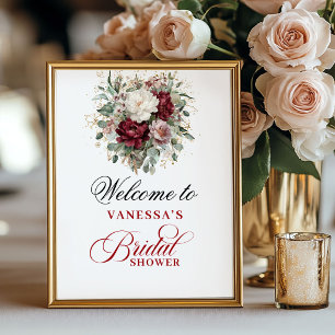 Poster Sinal de Boas-Vindas para Chá de Noiva em Blush Pr