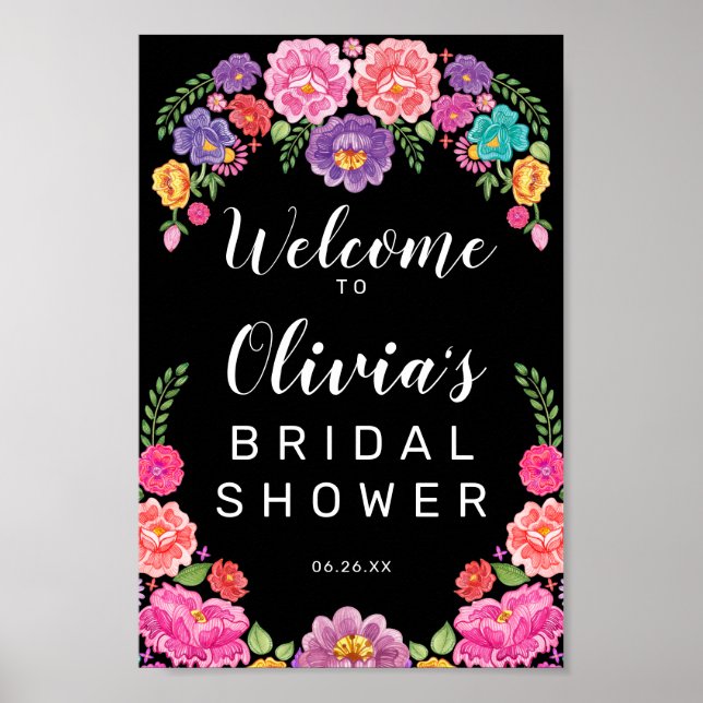 Poster Sinal de Boas-Vindas para Chá de Noiva Fiesta (Frente)