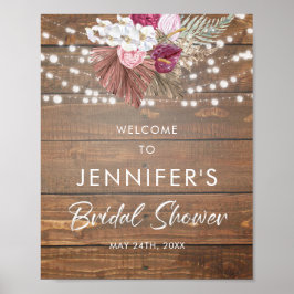 Poster Sinal de Boas-Vindas para Chá de Noiva Floral em M