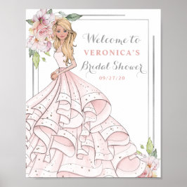 Poster Sinal de Boas-Vindas para Chá de Noiva Luxuoso e G