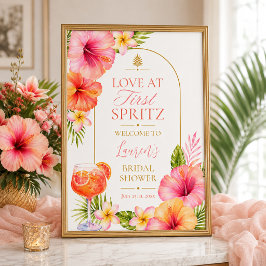 Poster Sinal de boas-vindas para chá de noiva tropical