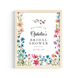Poster Sinal de Boas-Vindas para Chá de Noiva Wildflower 