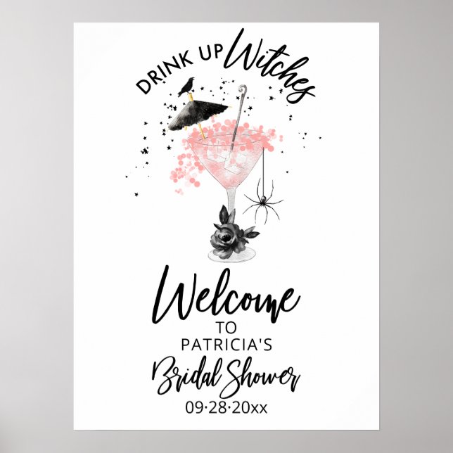 Poster Sinal de boas-vindas para chá de panela de bruxas, (Frente)