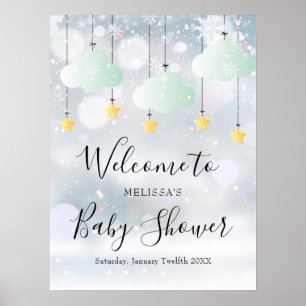 Poster Sinal de Boas-Vindas para Chás de Bebê de Inverno 