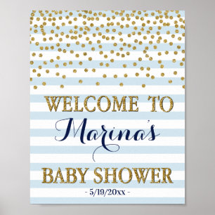 Poster Sinal de Boas-Vindas para Chás de Bebê Menino Azul