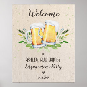 Poster Sinal de Boas-Vindas para Festa de Engajamento Amo