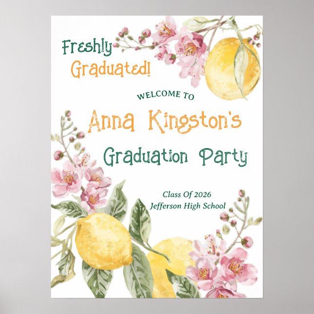 Poster Sinal de Boas-Vindas para Festa de Formatura Recém (Frente)