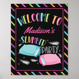 Poster Sinal de Boas-Vindas para Festa de Pyjama Neon Arc
