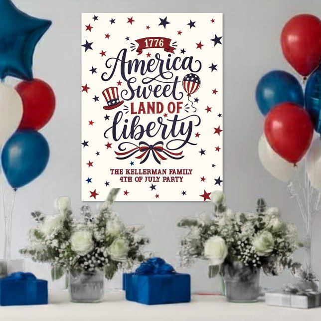 Poster Sinal de Boas-Vindas para Festa Rústica de 4 de Ju (Rustic 4th Of July Party Welcome Sign)