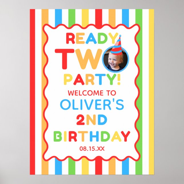 Poster Sinal de Boas-Vindas para Foto de Aniversário de 2 (Frente)