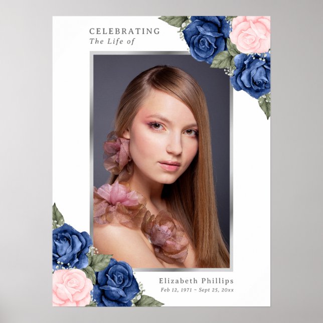 Poster Sinal de Boas-Vindas para Funeral com Foto Memoria (Frente)