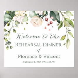 Poster Sinal de Boas-Vindas para Jantar de Ensaio Floral 