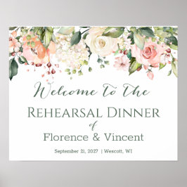 Poster Sinal de Boas-Vindas para Jantar de Ensaio Floral 