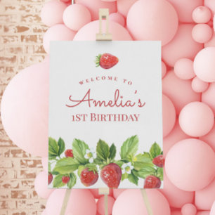 Poster Sinal de Boas-Vindas Red Strawberry Berry Sweet