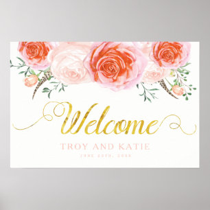 Póster Sinal de boas-vindas romântico do casamento