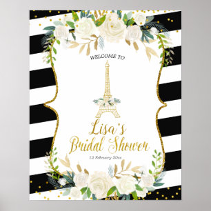 Poster Sinal de boas-vindas romântico floral branco de P