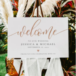 Poster Sinal de Boas-vindas rosa Dourado