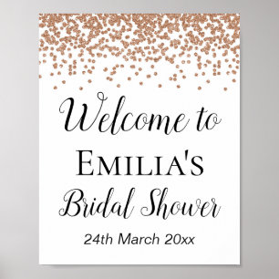 Poster Sinal de boas-vindas rosa Dourado - Bridal Sinal