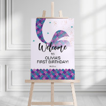 Sinal de Boas-vindas Roxo e Sereia