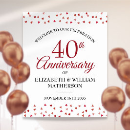 Poster Sinal de boas-vindas Ruby Love Hearts do 40º anive