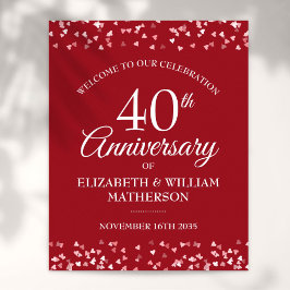 Poster Sinal de boas-vindas Ruby Love Hearts do 40º anive