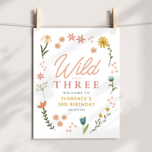 Poster Sinal de Boas-Vindas Selvagem e Boho para Aniversá