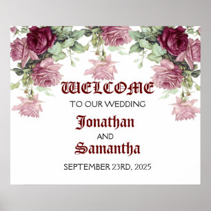 Poster Sinal de Boas-vindas, Sinal de casamento Floral