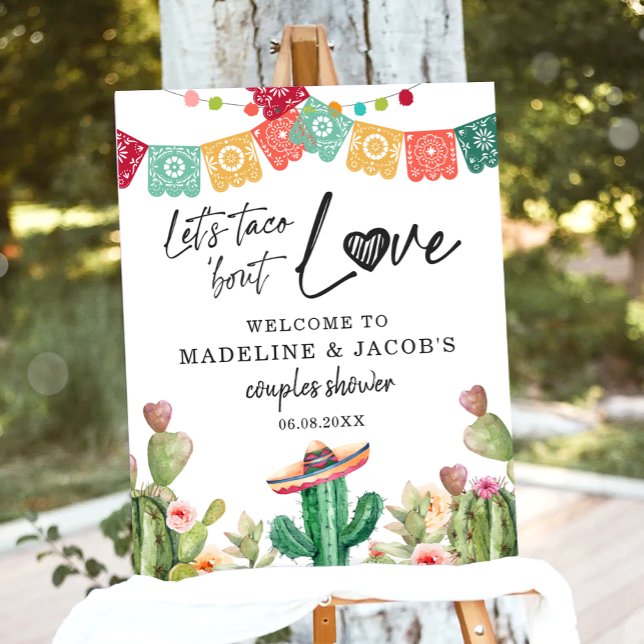 Poster Sinal de Boas-Vindas Taco Bout Love Festa Cactus C (Criador carregado)
