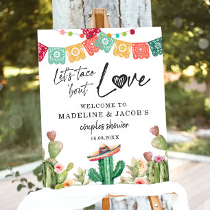 Poster Sinal de Boas-Vindas Taco Bout Love Festa Cactus C