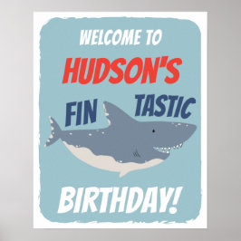 Poster Sinal de Boas-Vindas tema de aniversário Fintastic