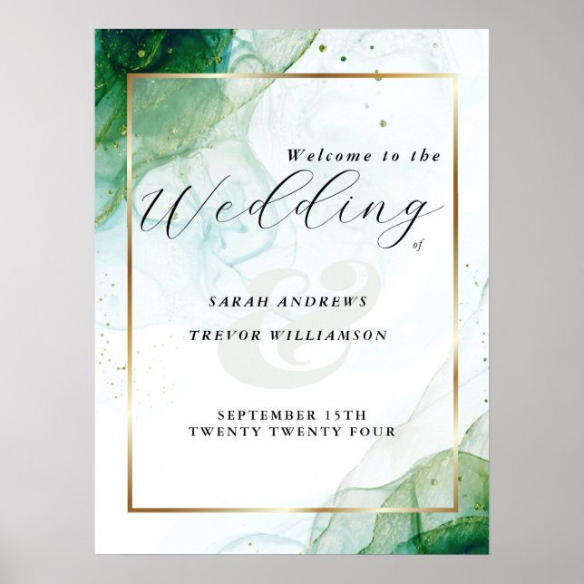 Poster Sinal de boas-vindas Tinta de Álcool Verde Kelly (Frente)