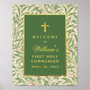 Poster Sinal de Boas-Vindas Verde Dourado para Primeira C