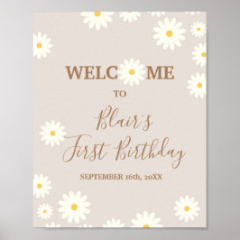 Poster Sinal de Bohemian Daisy Floral Birthday