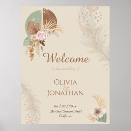 Poster Sinal de Boho Beige de Boho de Pena Clássica