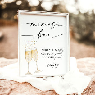Poster Sinal de Boho Bridal Shower Mimosa Bar   Bubbly Ba