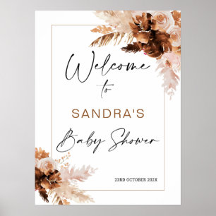 Poster Sinal de Boho Pampas Grass Chá de fraldas