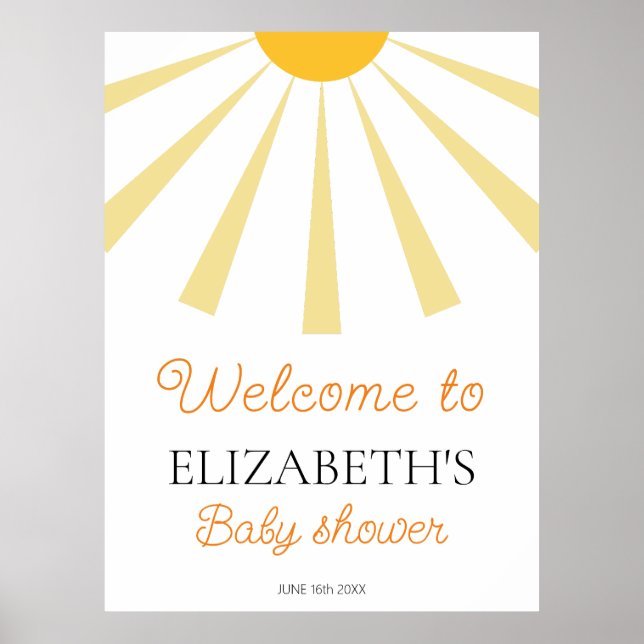 Poster Sinal de Boho Sunshine Chá de fraldas (Frente)