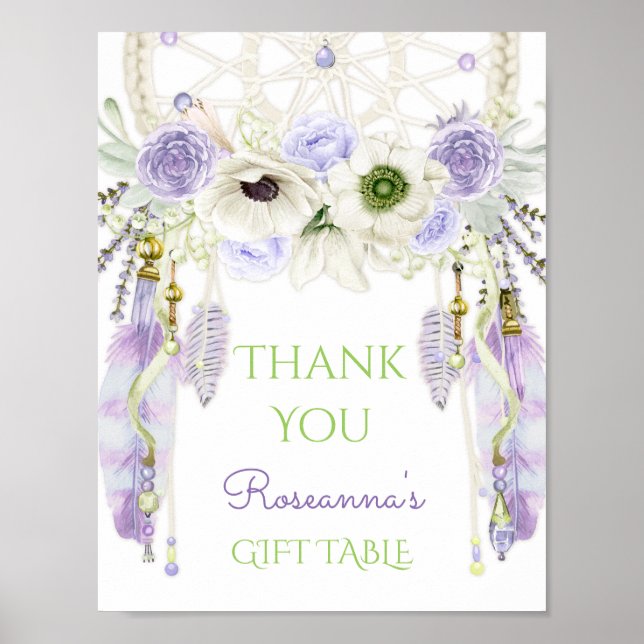 Póster Sinal de Boho Tribal do Sonho lavanda (Frente)