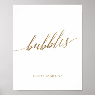 Poster Sinal de bolhas de caligrafia Dourada elegante