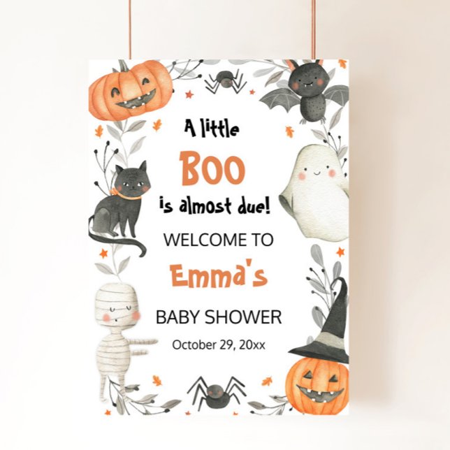 Poster Sinal de Boo Chá de fraldas do Halloween (Criador carregado)