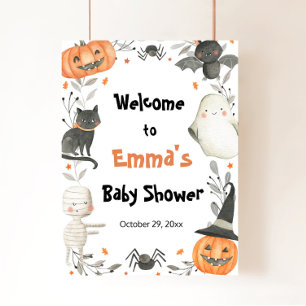 Póster Sinal de Boo Chá de fraldas do Halloween
