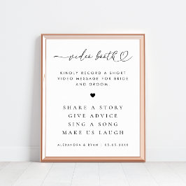 Poster Sinal de Booth de Vídeo de Script de Coração Român