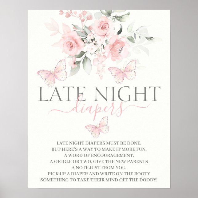 Poster Sinal de Borboleta Fraldas Noturnas Tardias (Frente)