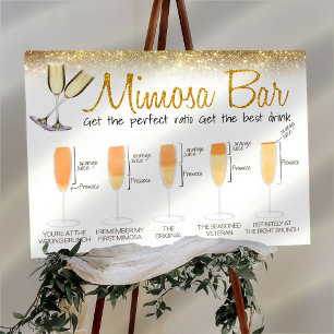 Poster Sinal de brunch de Bar Mimosa Dourada