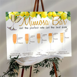 Poster Sinal de Brunch de Noiva Barra de Mimosa Decorada 