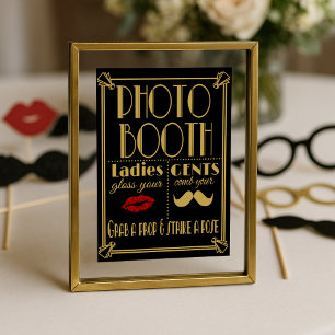 Póster Sinal de Cabine de Foto Art Déco – Festa Preto e D
