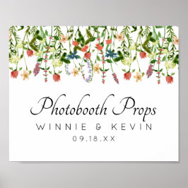 Poster Sinal de Cabine de Foto Floral Botânica